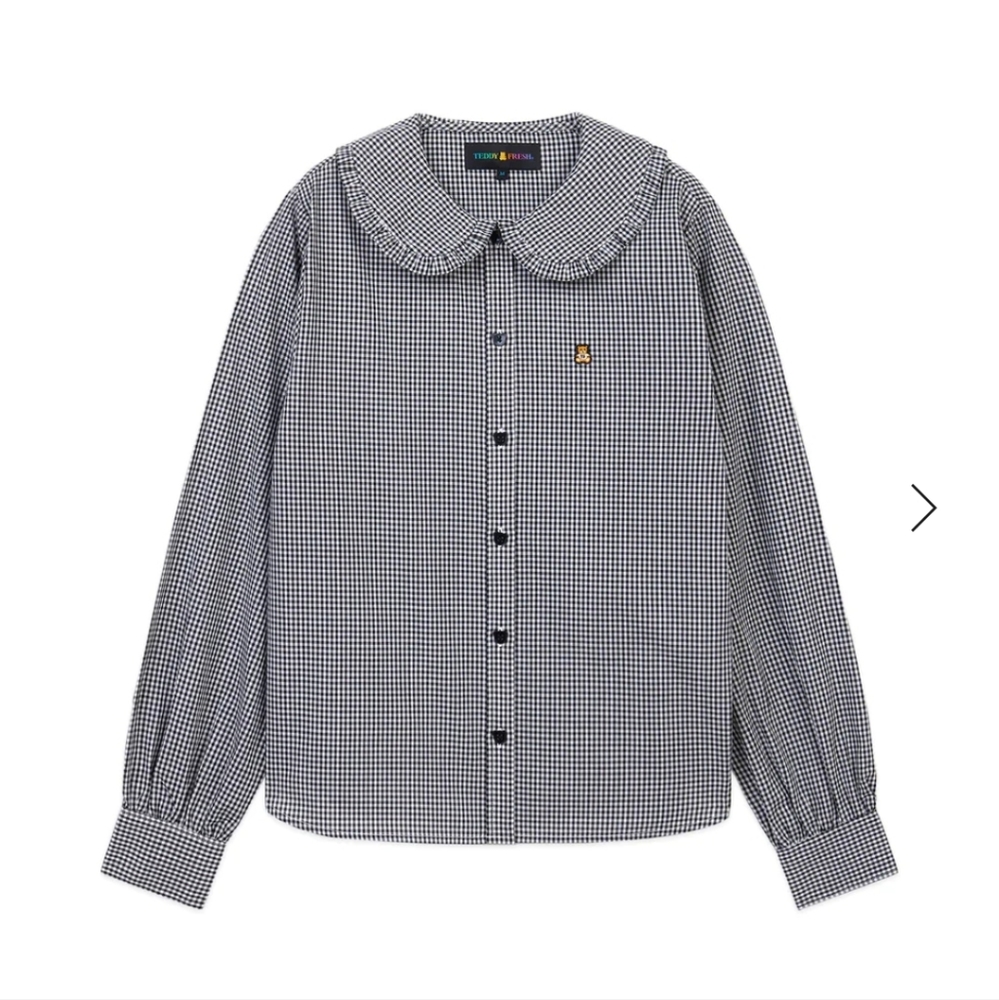 Teddy Fresh Gingham Big Collar Top